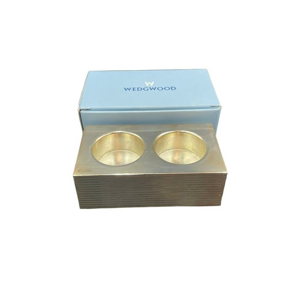 Wedgwood Deco Line Chrome Tealight Holder Wedgewood Tea Light Rectangle Block - Picture 1 of 9